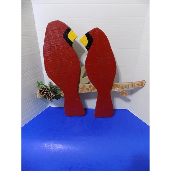NEW Christmas Wood Red Cardinals Birds Rustic Home Decor Holiday Winter - Picture 3 of 5